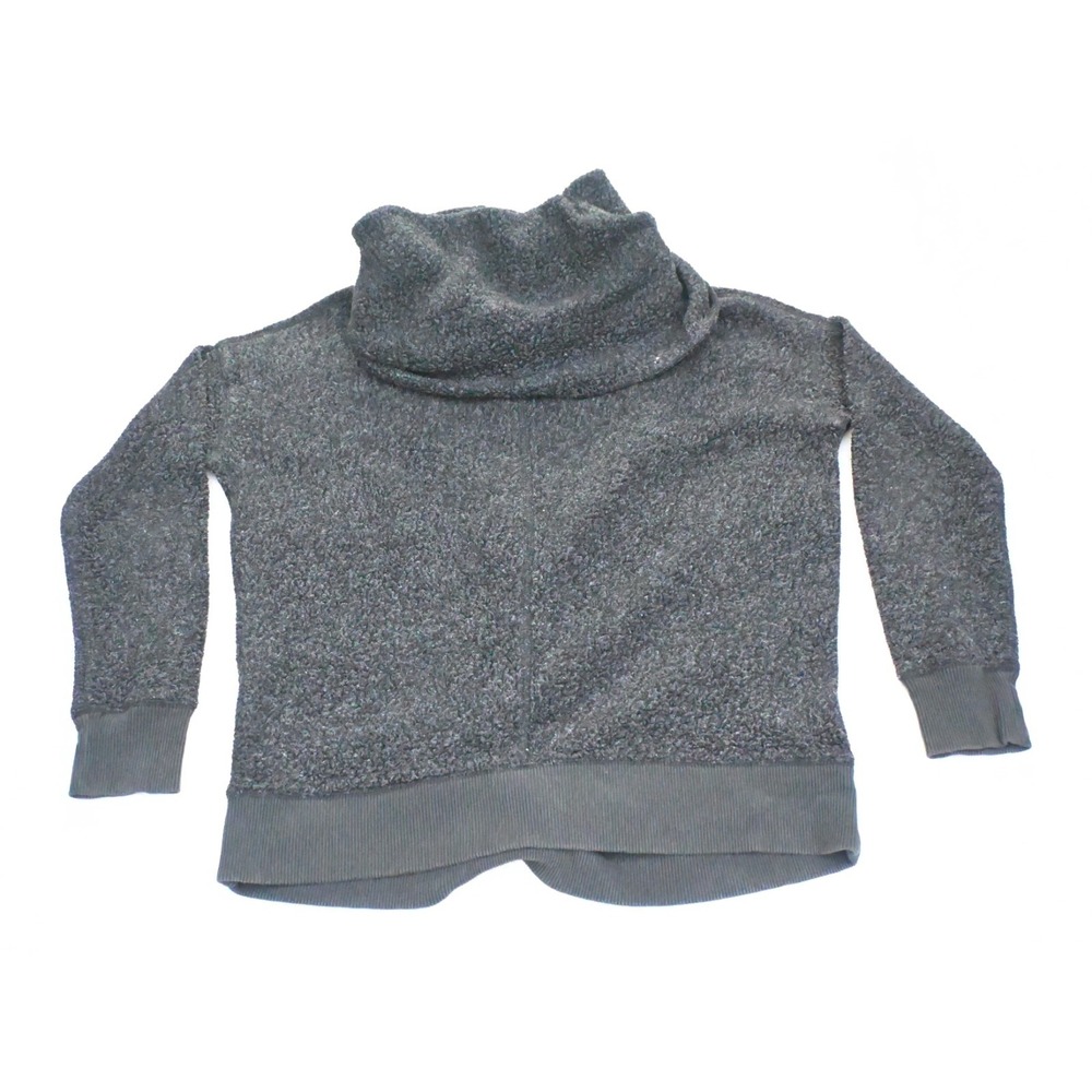 Womens Charcoal Cowl Neck Pullover Sweater Oversized Drop Shoulder Dipped Hem